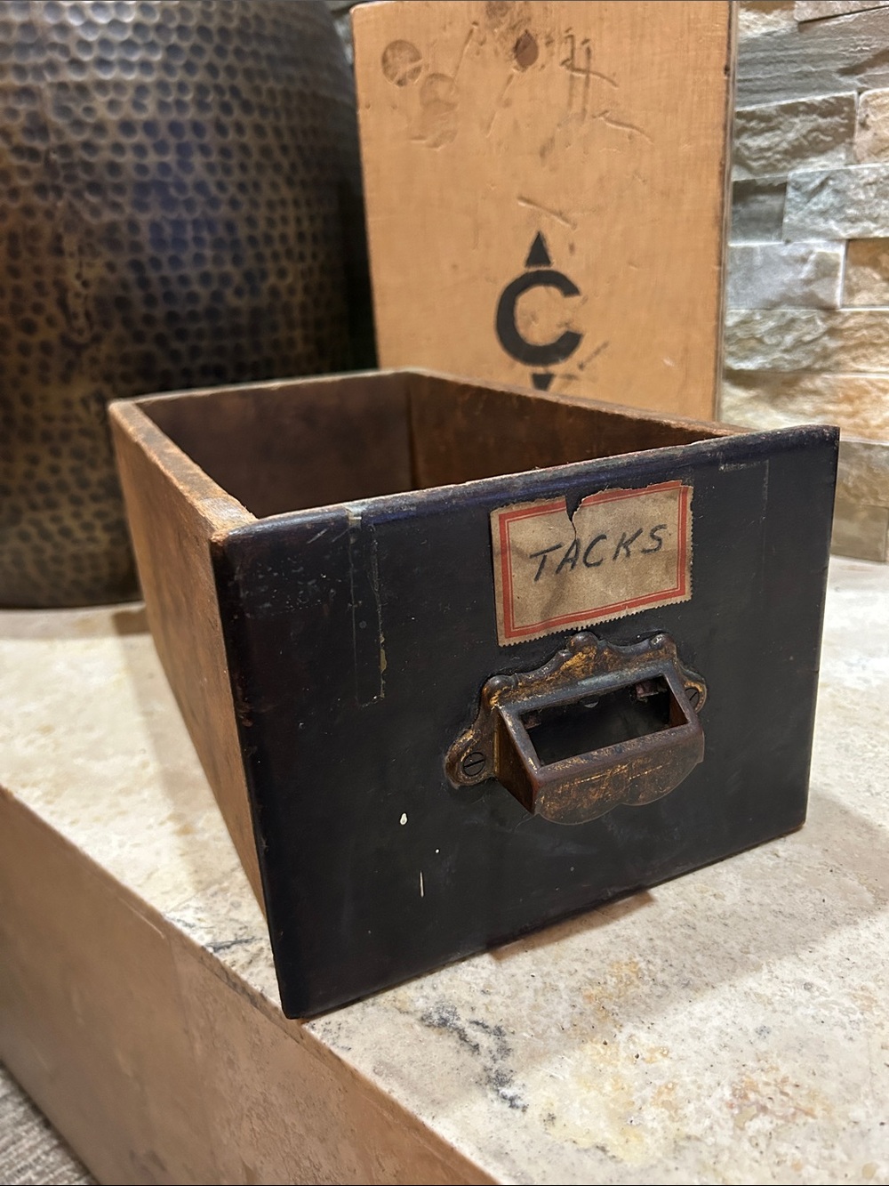 vintage industrial hardware cabinet drawer